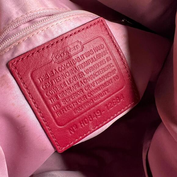 Coach Red Leather Hobo Shoulder Bag Purse Handbag Pink Lining #H0949-12834 - Picture 4 of 12